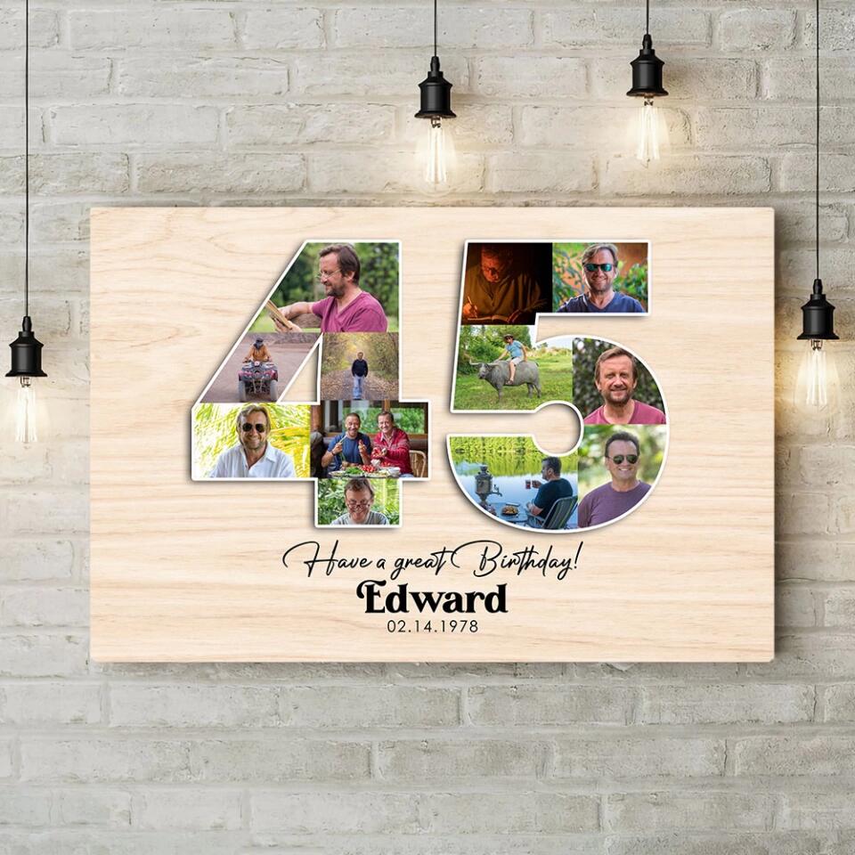 Happy A Great 45th Birthday - Custom Canvas Poster - Birthday Gift For Parents