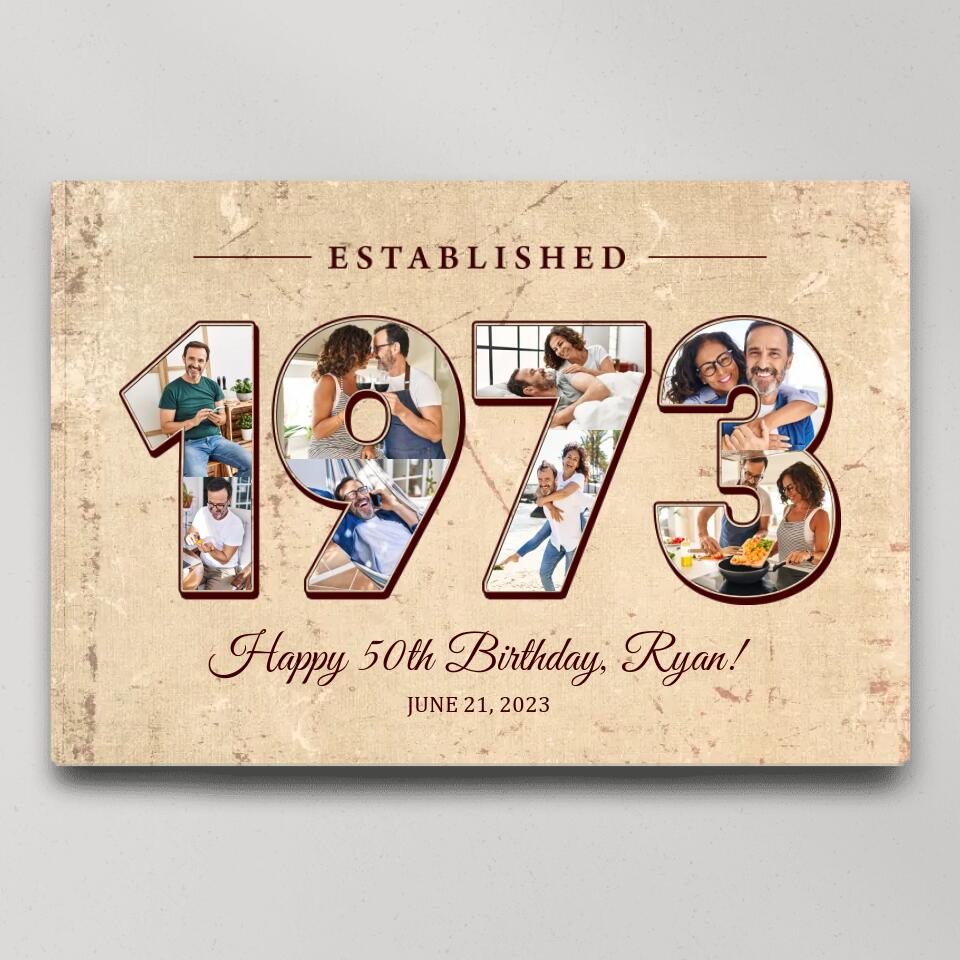 Established 1973 Happy Birthday - Custom Canvas Poster - Birthday Gift For Parents
