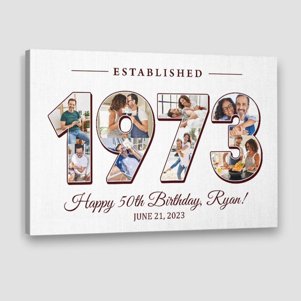 Established 1973 Happy Birthday - Custom Canvas Poster - Birthday Gift For Parents