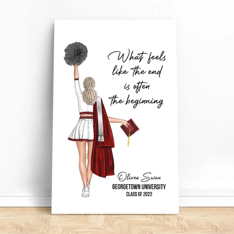 What Feels Like The End Is Often The Beginning - Custom Canvas Poster - Graduation Gift For Cheerleader