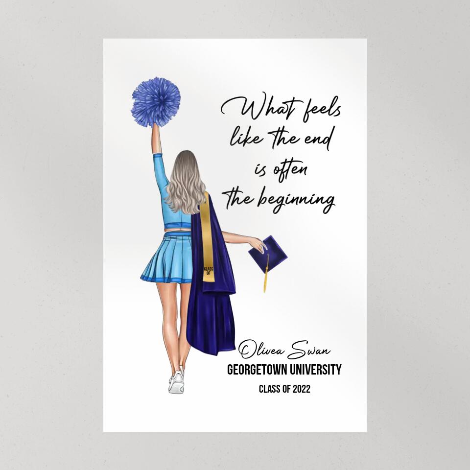 What Feels Like The End Is Often The Beginning - Custom Canvas Poster - Graduation Gift For Cheerleader
