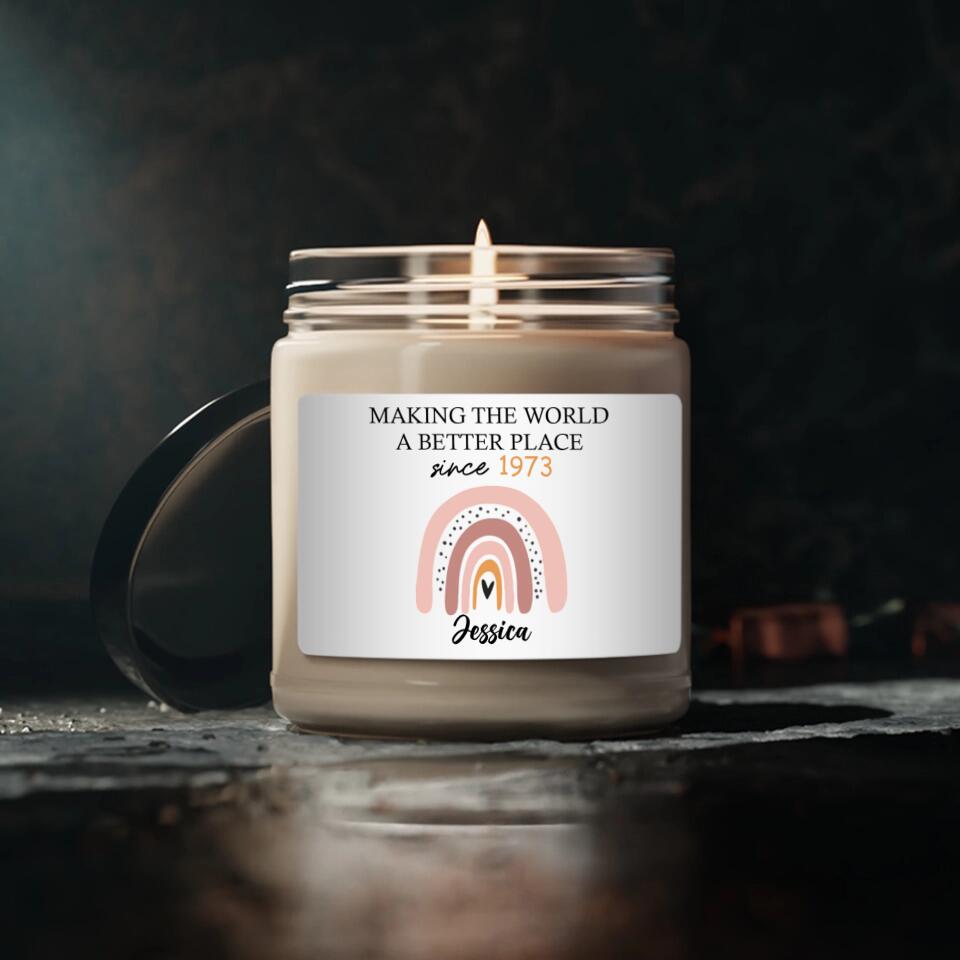 Making The World A Better Place - Personalized Scented Candle - Gift For Her On Anniversary
