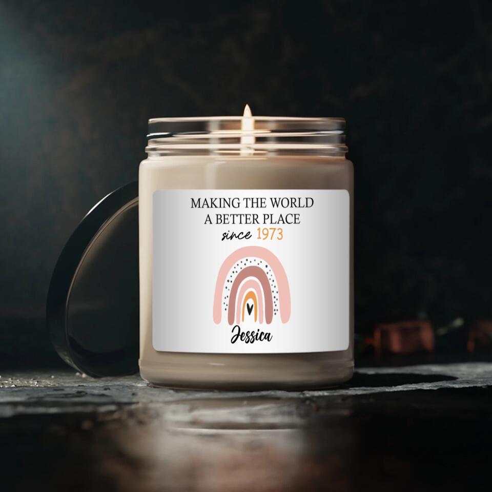 Making The World A Better Place - Personalized Scented Candle - Gift For Her On Anniversary