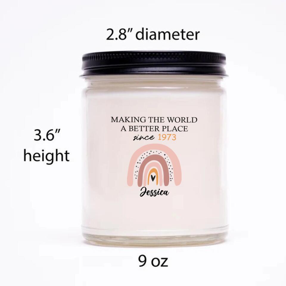 Making The World A Better Place - Personalized Scented Candle - Gift For Her On Anniversary