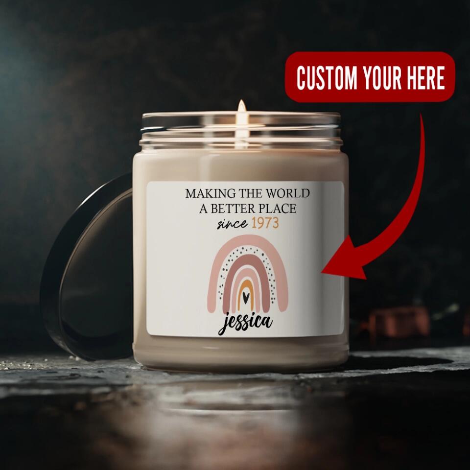 Making The World A Better Place - Personalized Scented Candle - Gift For Her On Anniversary