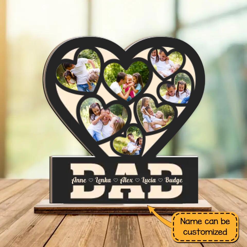 Dad In Our Heart - Personalized Wooden/Acrylic Plaque - Best Gift For Dad/Father For Him On Anniversary - Father's Day Gify - 302ICNNPWP178