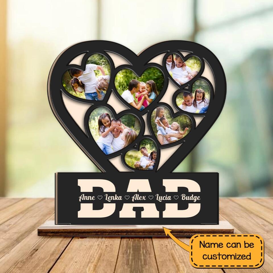 Dad In Our Heart - Personalized Wooden/Acrylic Plaque - Best Gift For Dad/Father For Him On Anniversary - Father's Day Gify - 302ICNNPWP178