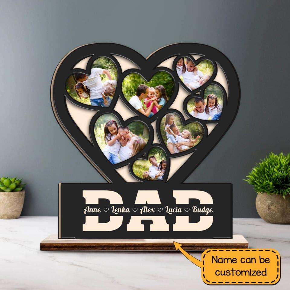 Dad In Our Heart - Personalized Wooden/Acrylic Plaque - Best Gift For Dad/Father For Him On Anniversary - Father's Day Gify - 302ICNNPWP178