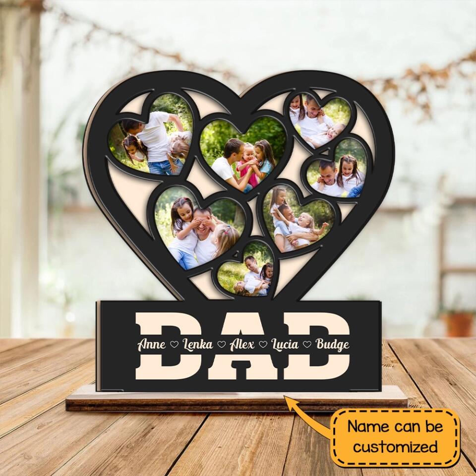 Dad In Our Heart - Personalized Wooden/Acrylic Plaque - Best Gift For Dad/Father For Him On Anniversary - Father's Day Gify - 302ICNNPWP178
