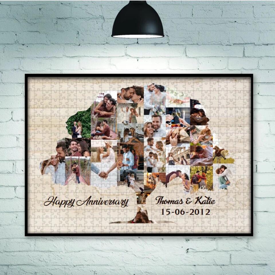 Tree Of Love Custom Photo And Text - Custom Photo Puzzles 500 1000 Pieces - Best Gift For Couple On Anniversaries Birthdays -  209IHPTHPZ153