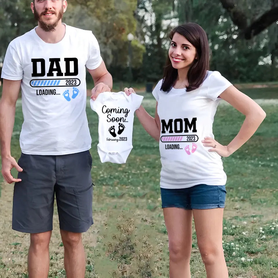 Pregnancy Announcement Onesie And Couple Tshirt Gift For New Parents