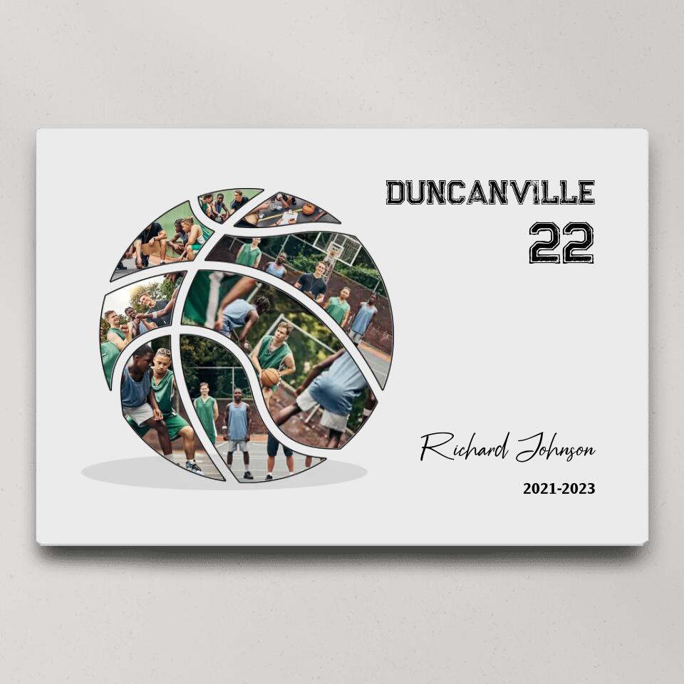 Basketball Photo Collage - Custom Canvas Poster - Gift For Basketball Coach Basketball Lovers