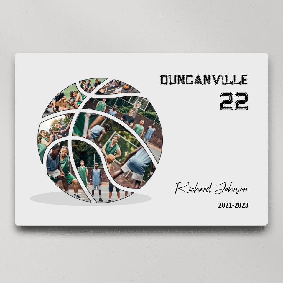 Basketball Photo Collage - Custom Canvas Poster - Gift For Basketball Coach Basketball Lovers