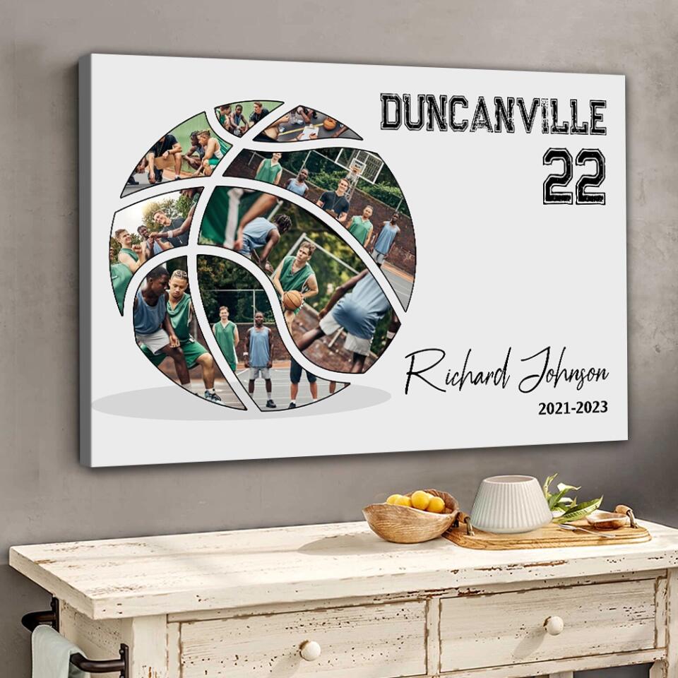 Basketball Photo Collage - Custom Canvas Poster - Gift For Basketball Coach Basketball Lovers