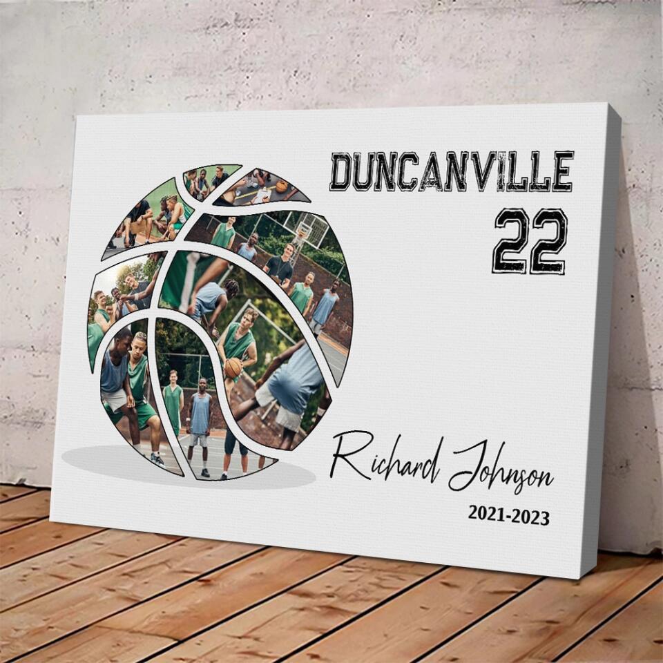 Basketball Photo Collage - Custom Canvas Poster - Gift For Basketball Coach Basketball Lovers