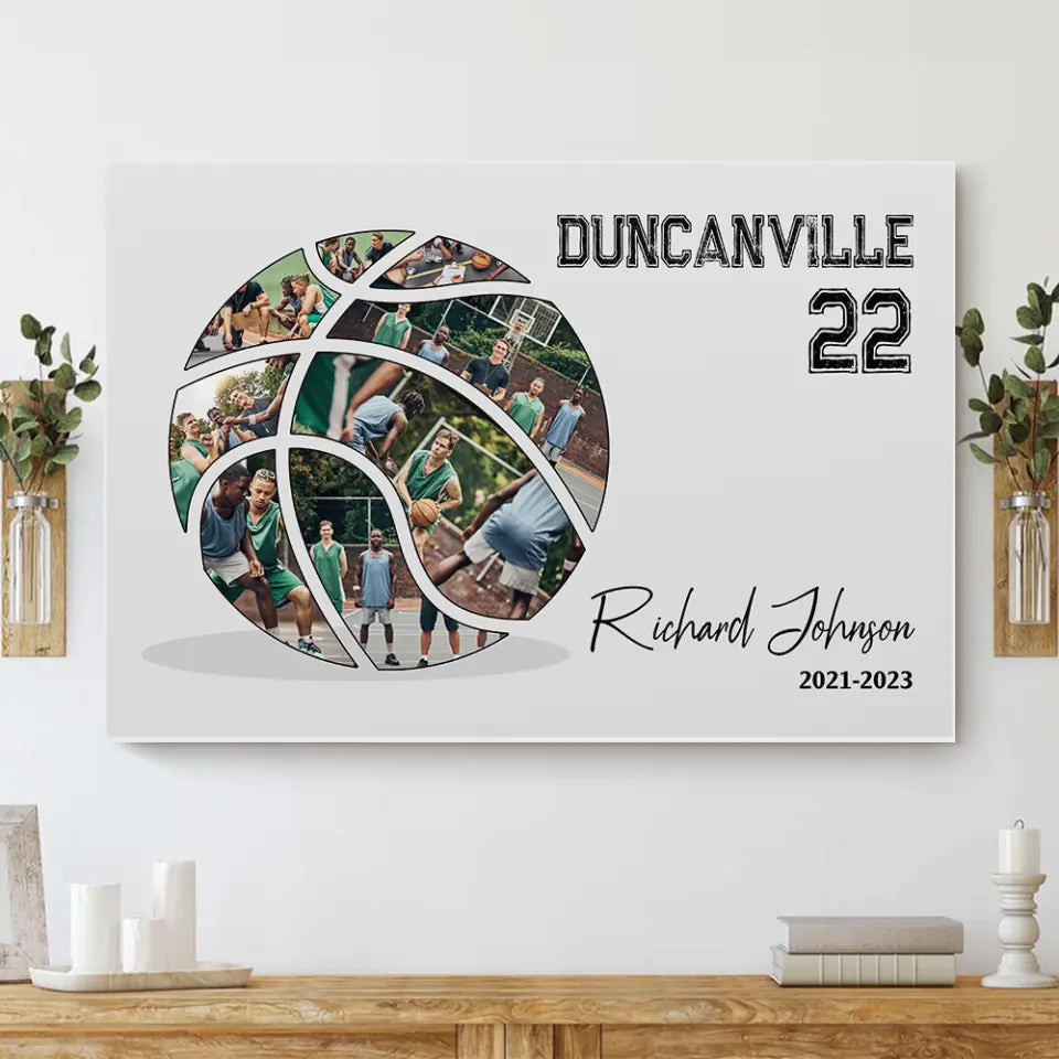 Custom Basketball Photo Collage Personalized Canvas Poster