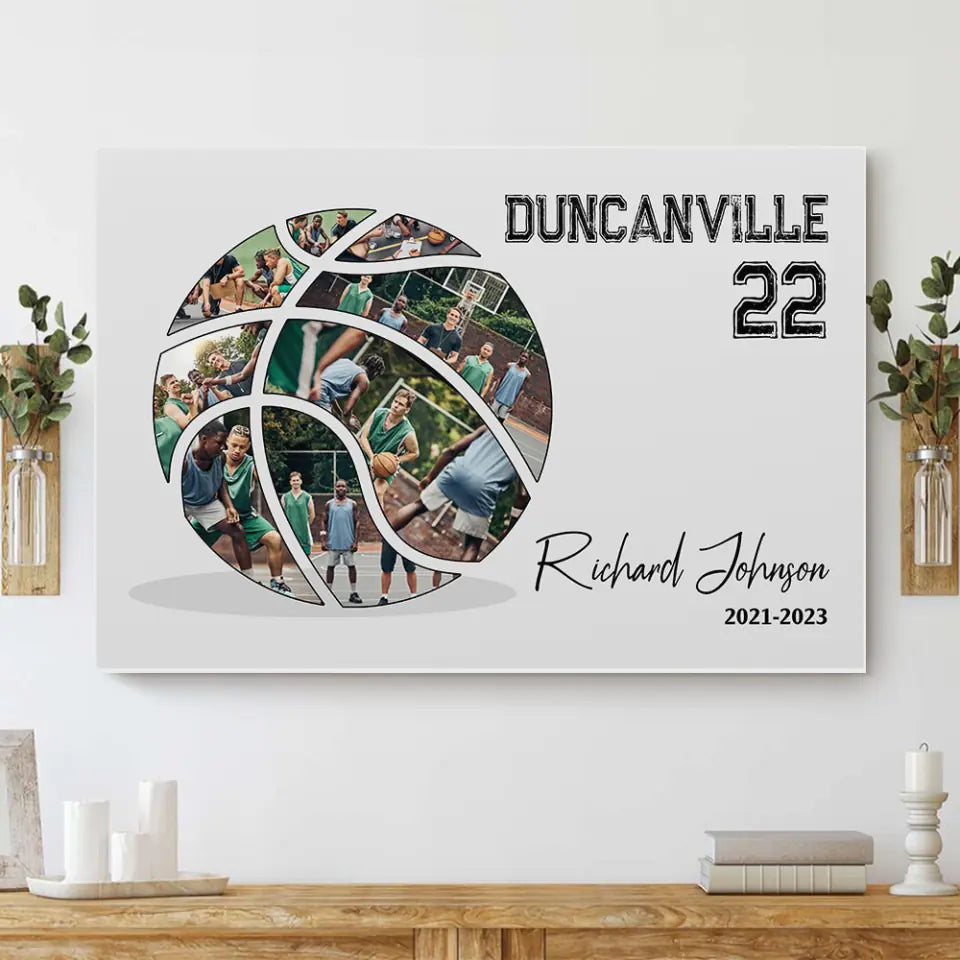 Basketball Photo Collage - Custom Canvas Poster - Gift For Basketball Coach Basketball Lovers