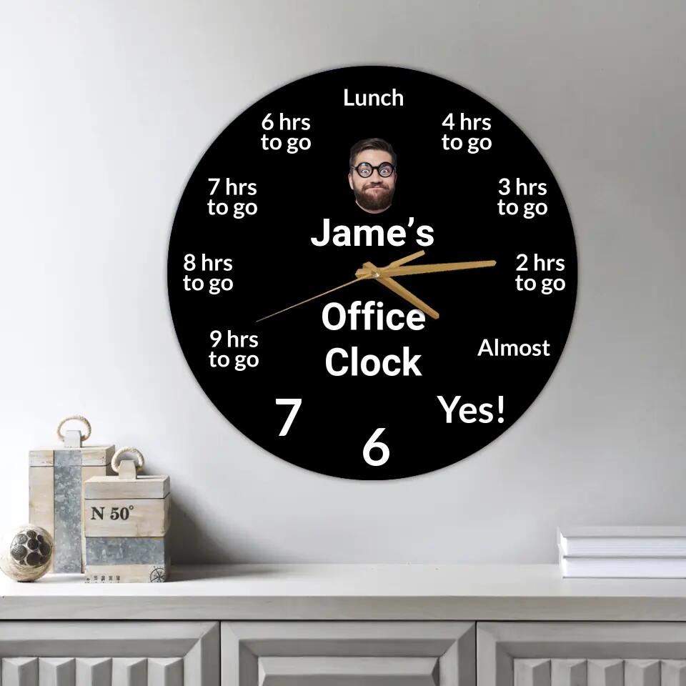 Personalized Office Clock - Custom Name & Face - Wall Clock - Wooden/Acrylic Clock - Funny Gift for Coworker BFF - Birthday Gift - Gift for Best Friends - 302ICNNPWC224