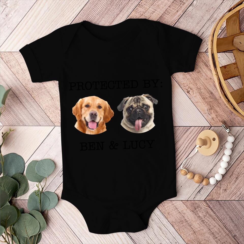 New Born Babies With Family Pets Personalized Baby Bodysuit Gift For New Born Baby