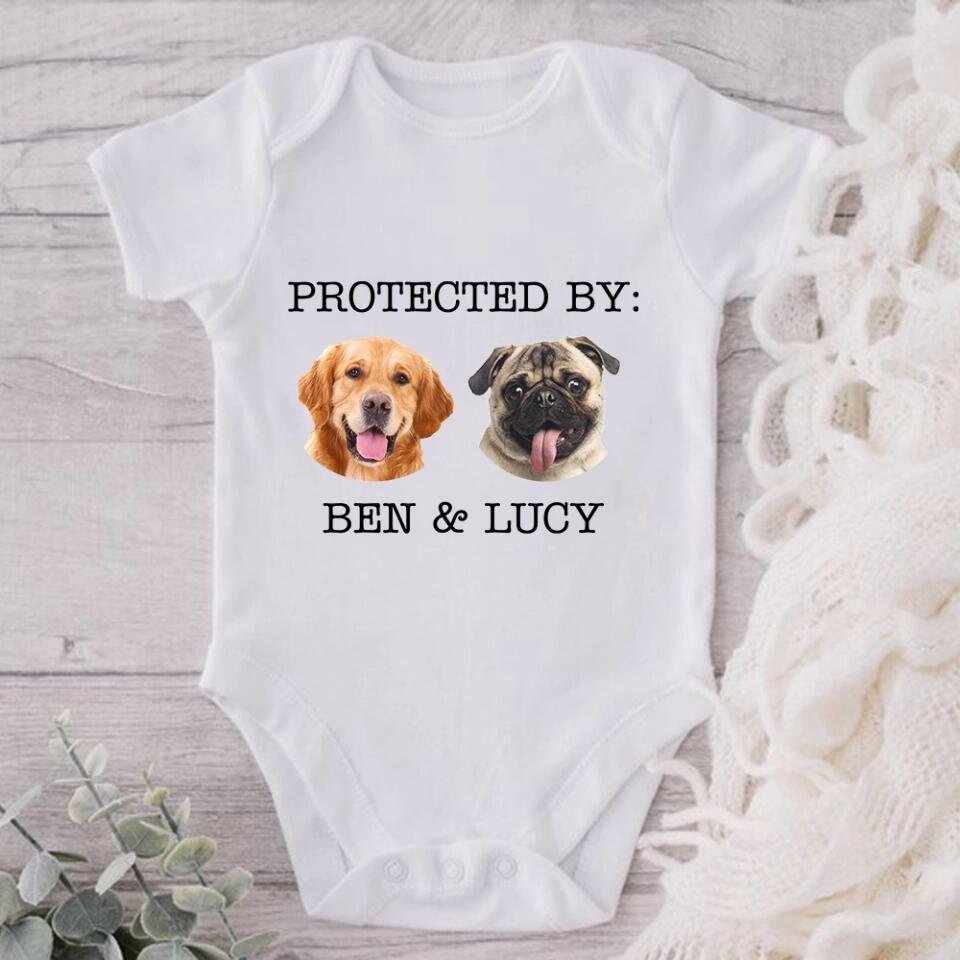 New Born Babies With Family Pets Personalized Baby Bodysuit Gift For New Born Baby