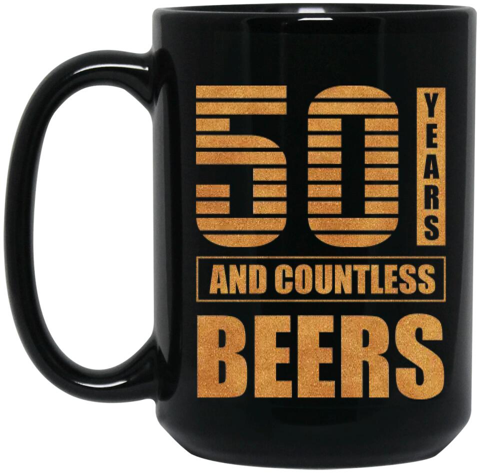 Many Years And Countless Beers - Personalized Black Mug
