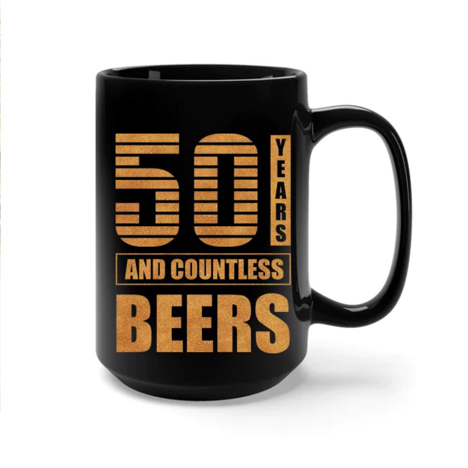 Many Years And Countless Beers - Personalized Black Mug