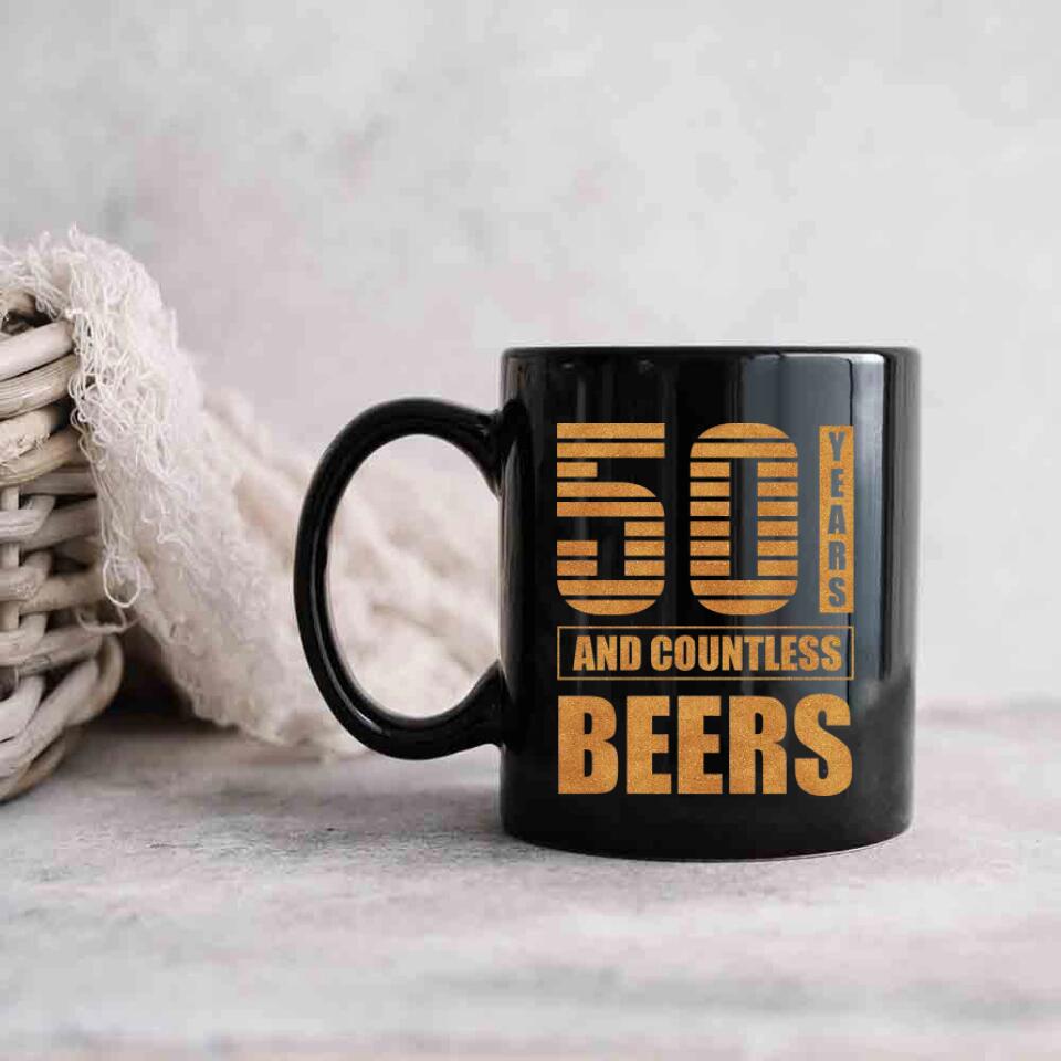 Many Years And Countless Beers - Personalized Black Mug