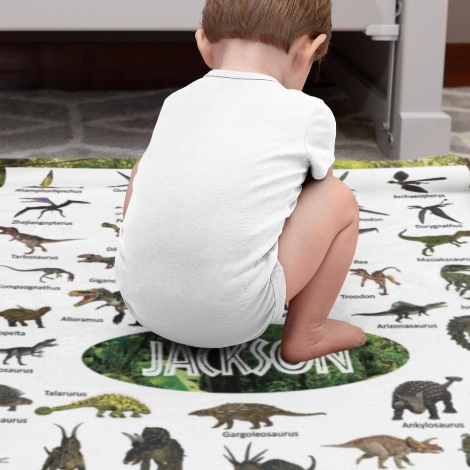 Personalized Dinosaur Blanket for Kids Gift - 50 Prehistoric Jurassic Dinosaurs - Fleece Blanket - Birthday Gift for Daughter Son Grandchildren - Gift for Dinosaur Lovers - 302ICNBNBL232