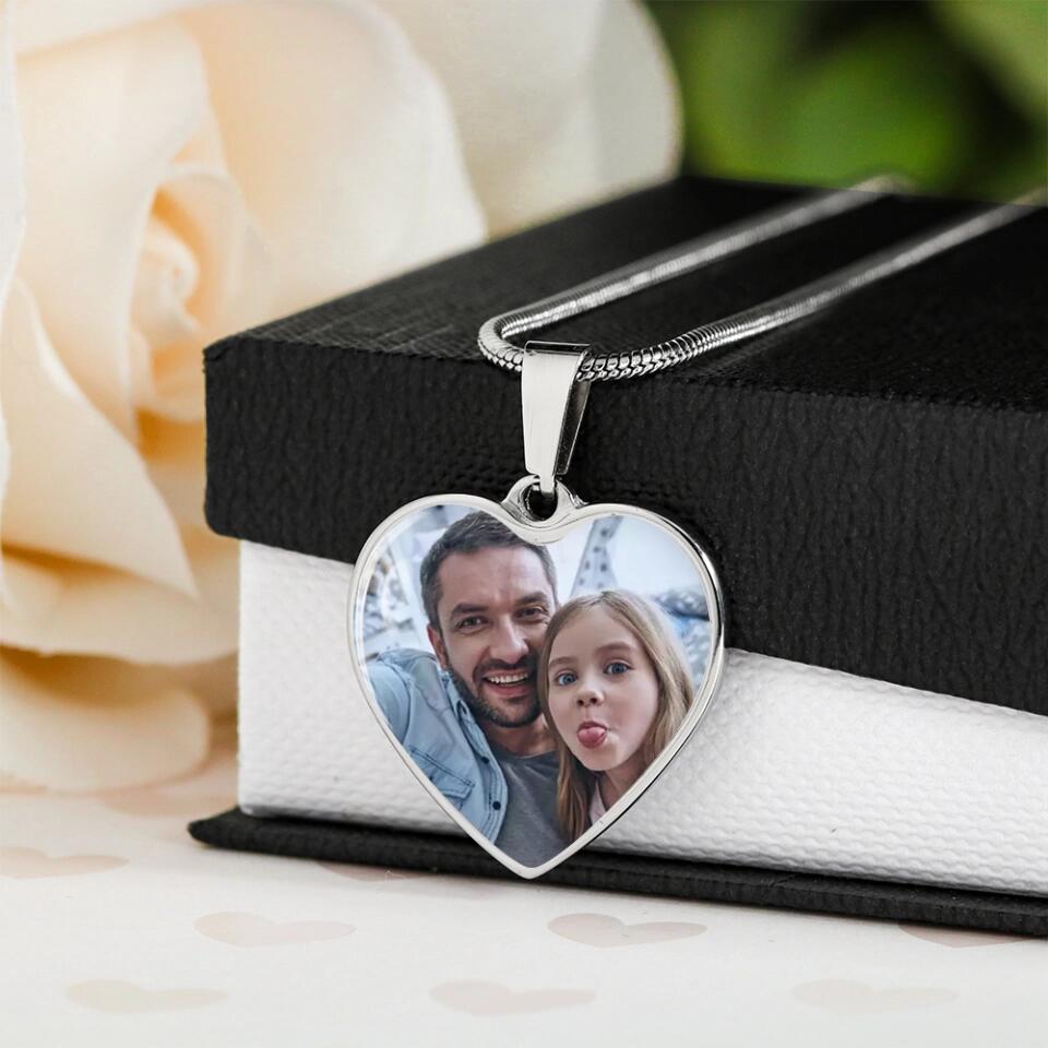 Custom Photo Personalized Heart Silver Necklace Graphic Keychain