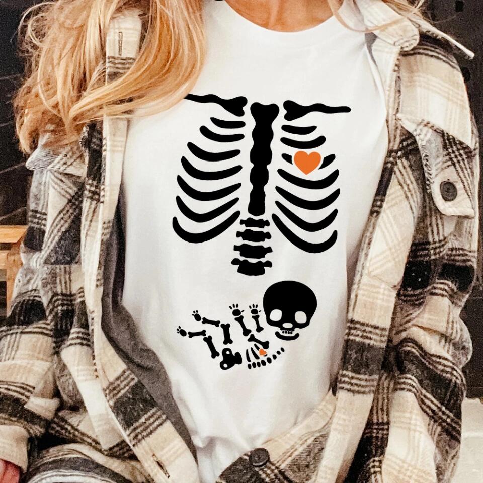 Pregnant Mom And Baby Skeleton Tshirt Gifts For Expecting Mothers