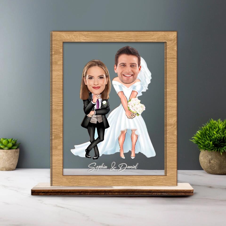 Custom Face Funny Shape For Couple - Personalized Wooden Acrylic Plaque 3 Layers - Best Gift For Couple Wedding Gifts Wedding Anniversaries - 302IHPNPWP281