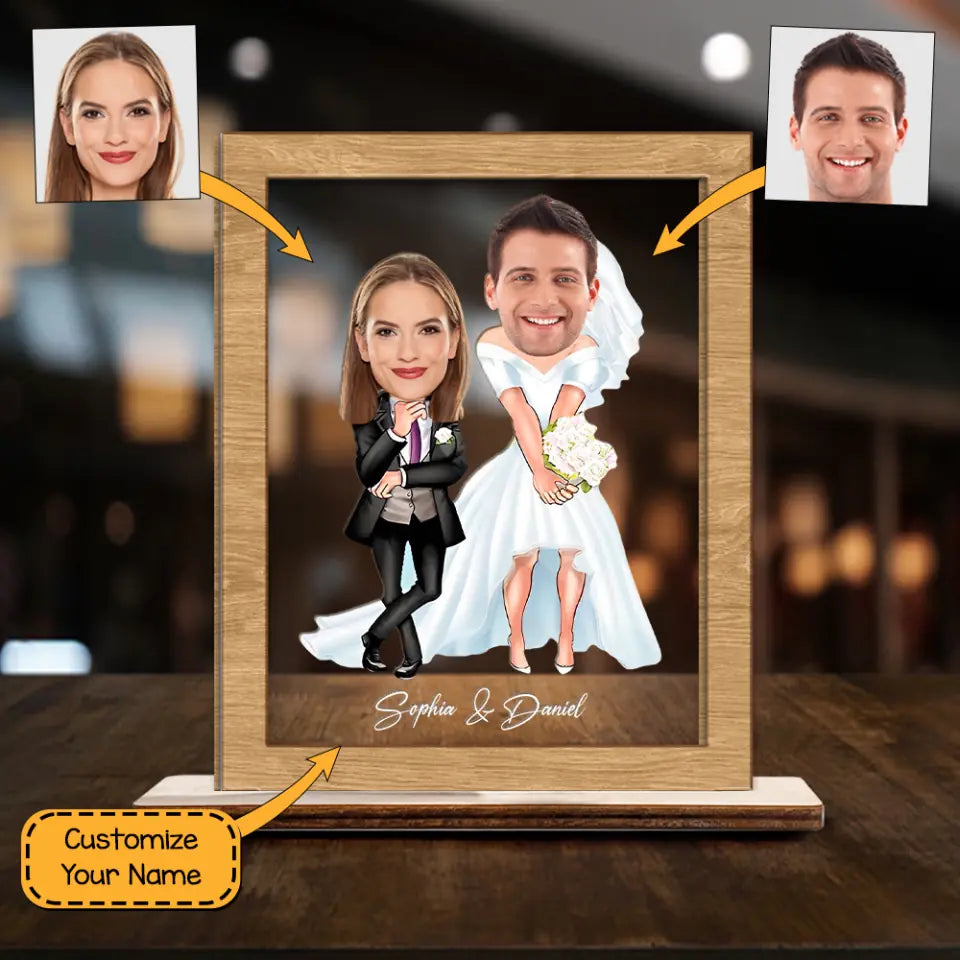 Face Funny Shape For Couple Personalized Wooden Acrylic Plaque