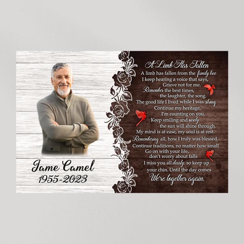 A Limb Has Fallen From The Family Tree Poem - Custom Canvas Poster - Cardinal Remembrance Gifts