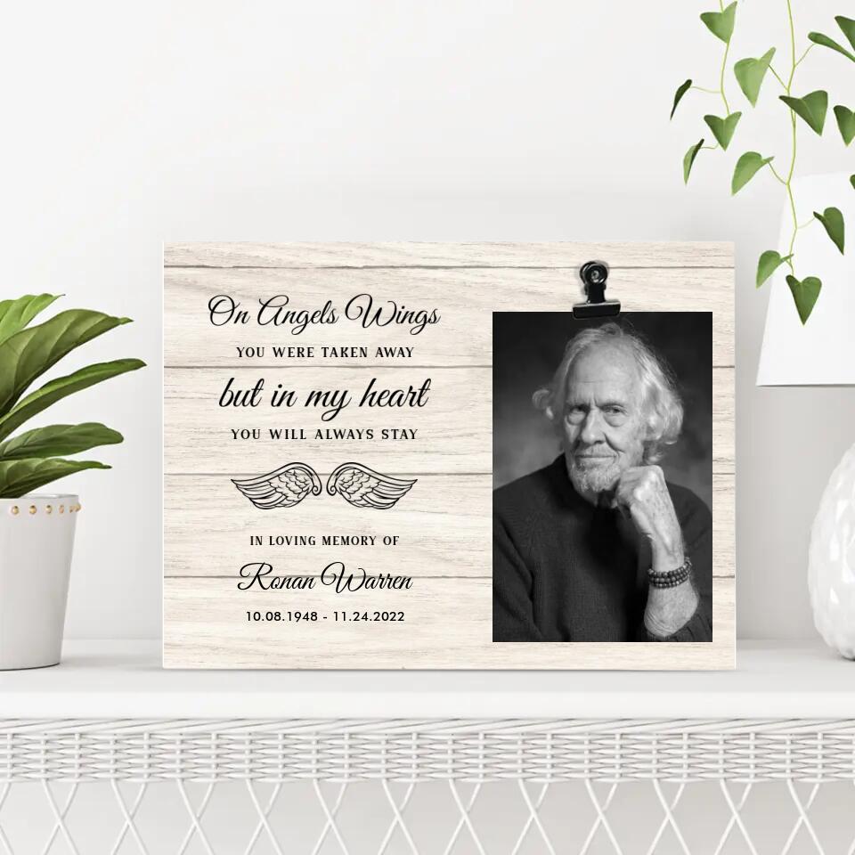 On Angel Wings Personalized Photo Clip Frame Memorial Gift