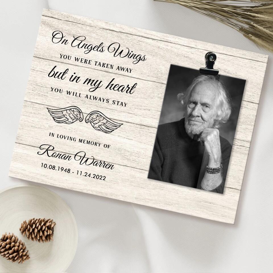 On Angel Wings Personalized Photo Clip Frame Memorial Gift
