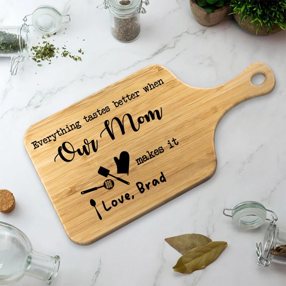 Everything Tastes Better Personalized Wooden Cutting Board
