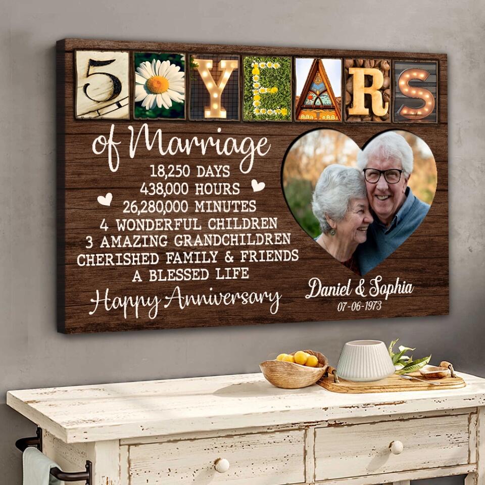 50 Years Of Marriage Cherished Family - Custom Canvas Poster - 50th Anniversary Gift For Parents Grandparents