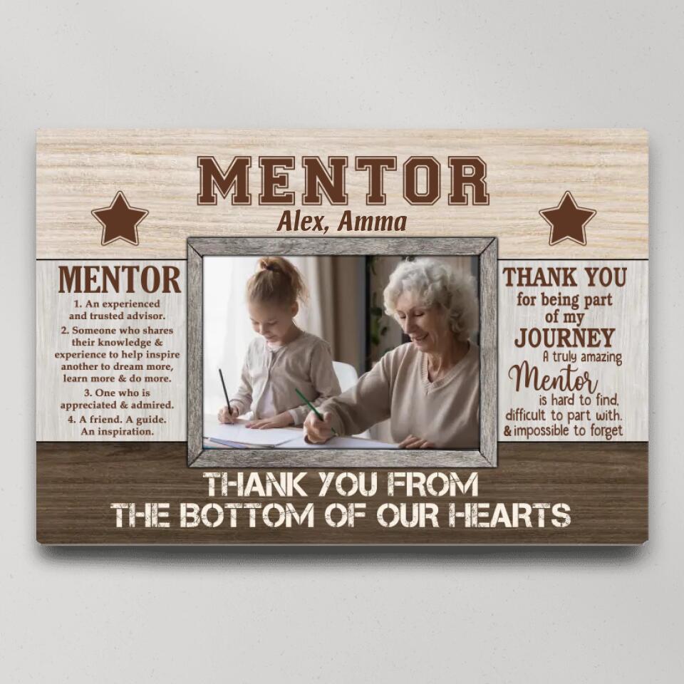 Definition of Mentor - Thank You for Being Part of My Journey - Personalized Canvas/Poster