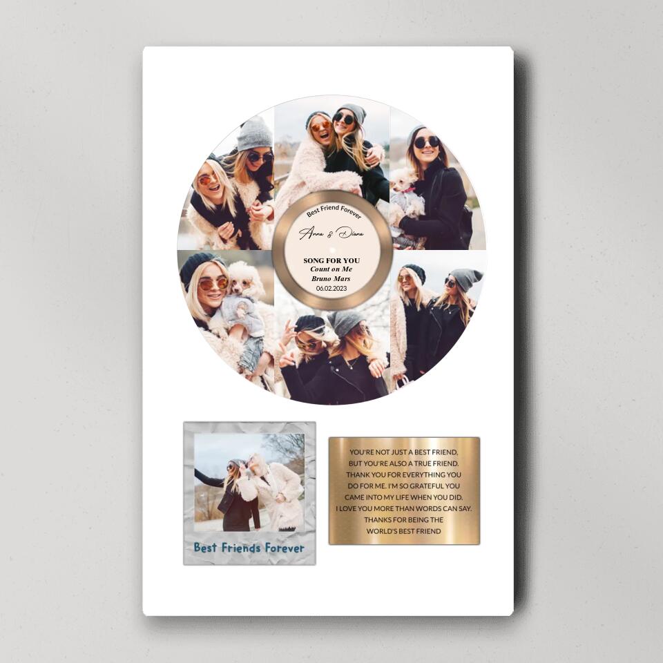 Best Friend Forever Song For You - Custom Vinyl Photo Collage Poster/Canvas - Best Gift For Best Friend For Bestie For Him/Her On Anniversary - 303ICNNPCA293