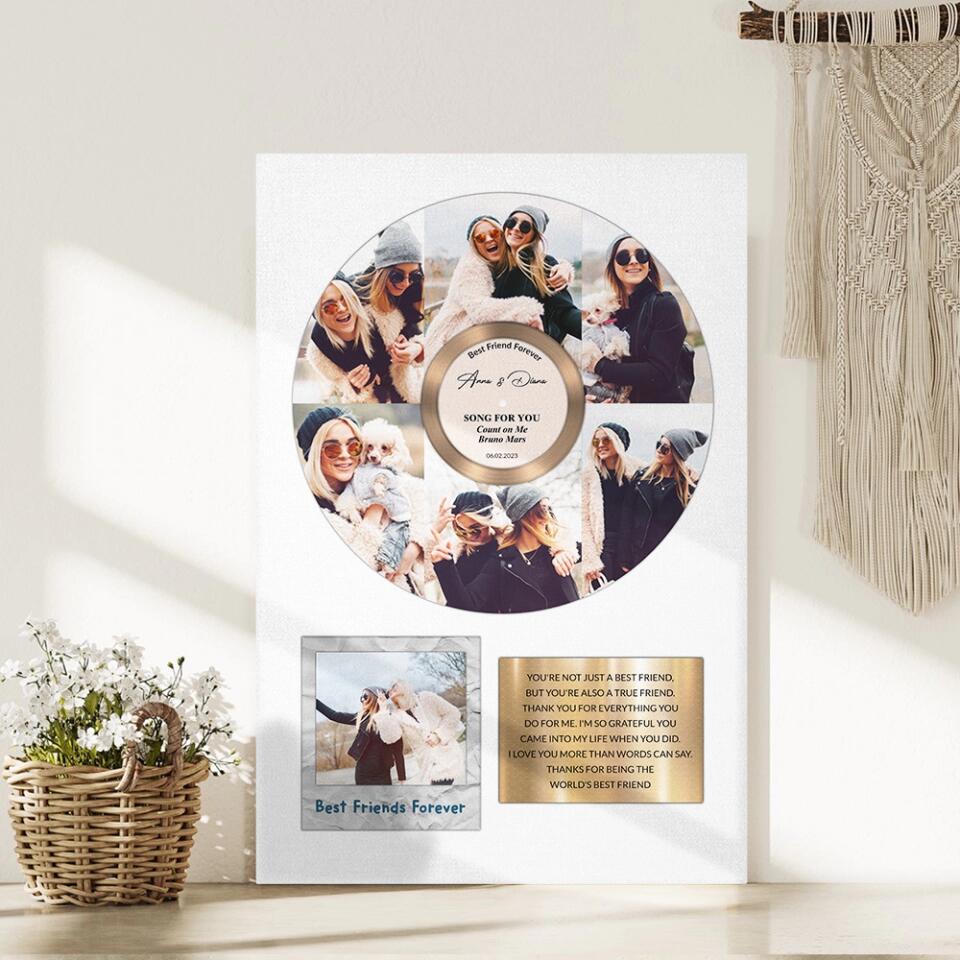 Best Friend Forever Vinyl Records Song - Custom Canvas Poster - Anniversary Gift For Friends