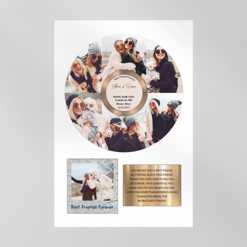 Best Friend Forever Vinyl Records Song - Custom Canvas Poster - Anniversary Gift For Friends
