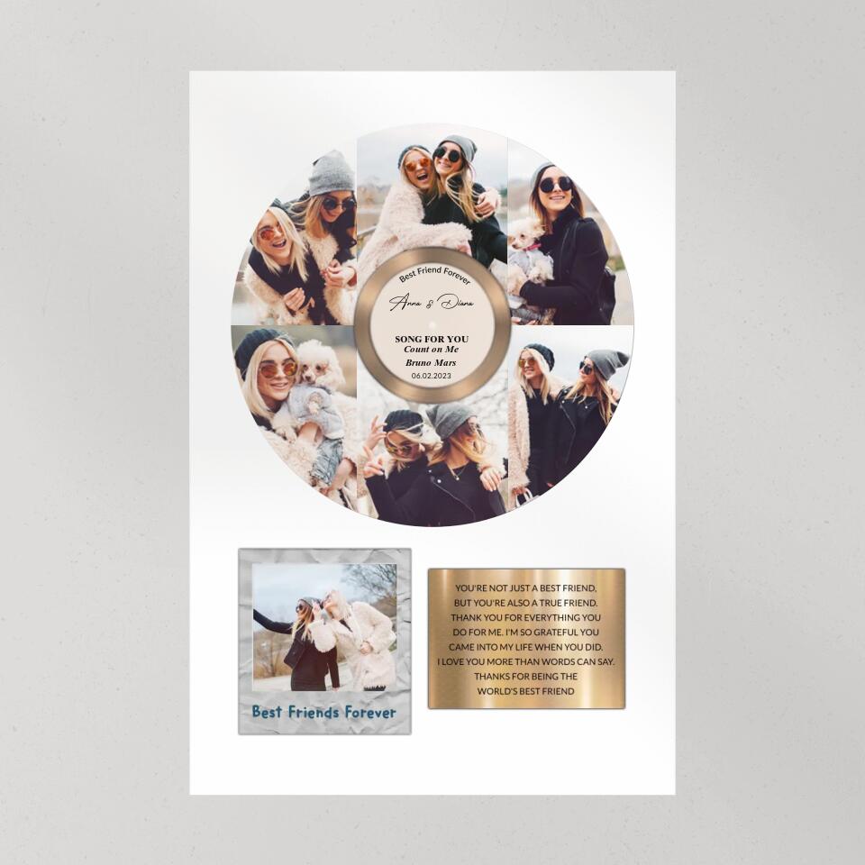 Best Friend Forever Vinyl Records Song - Custom Canvas Poster - Anniversary Gift For Friends