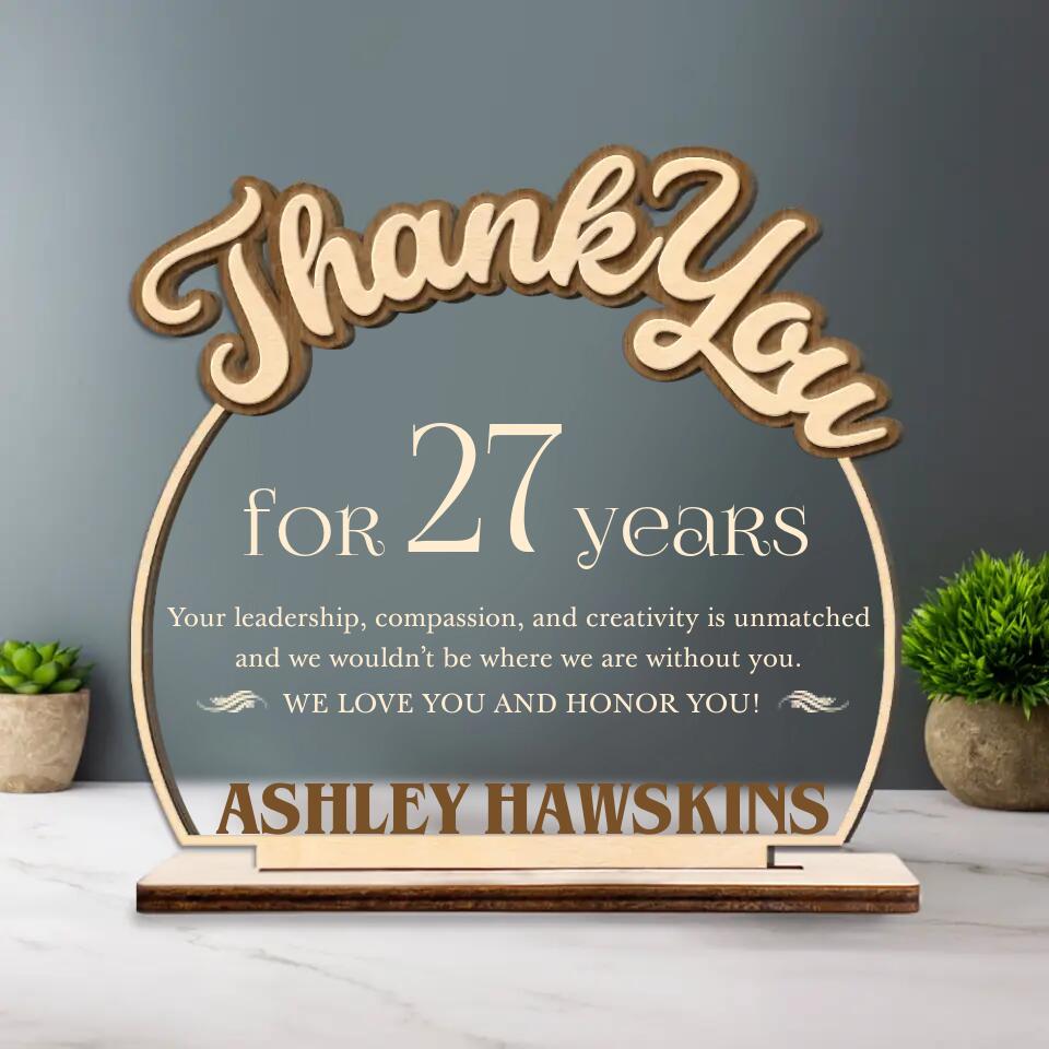 Thank You For Your Leadership Companion - Personalized Wooden Plaque
