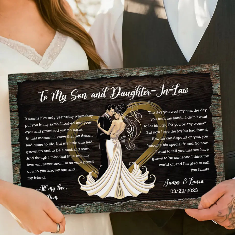 To My Son and Daughter-in-Law - For Bride &amp; Groom from Mom &amp; Dad - Canvas/Poster - Wedding Gift for Son &amp; Daughter-in-Law - Wedding Keepsake from Parents - 303ICNLNCA317