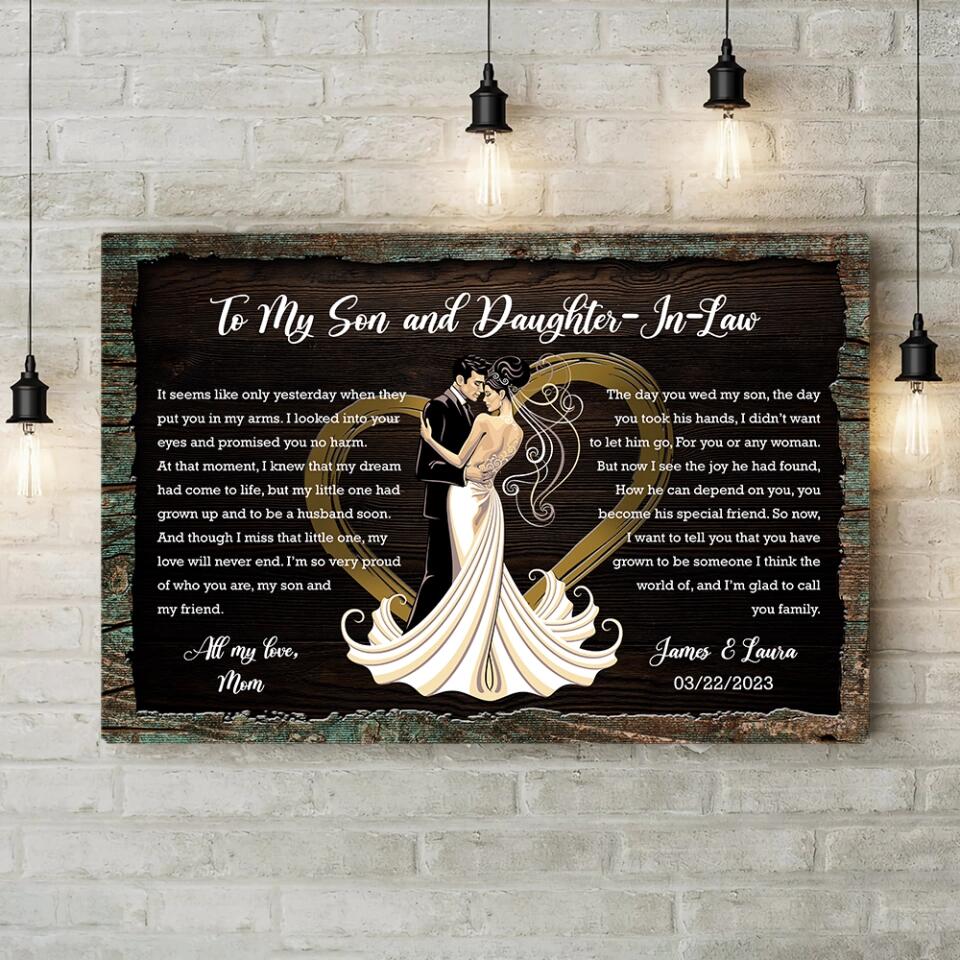 To My Son And Daughter In Law - Custom Canvas Poster - Wedding Gift For Bride And Groom