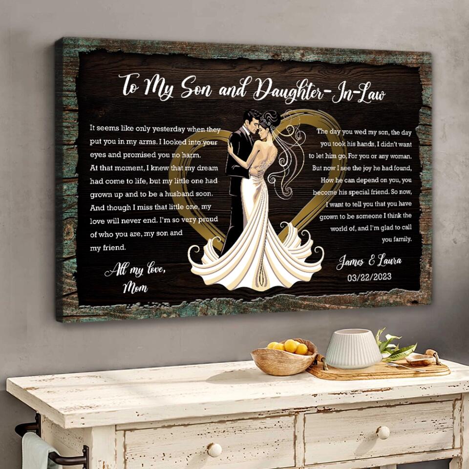 To My Son And Daughter In Law - Custom Canvas Poster - Wedding Gift For Bride And Groom