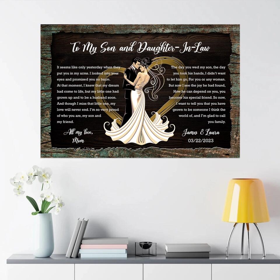 To My Son And Daughter In Law - Custom Canvas Poster - Wedding Gift For Bride And Groom