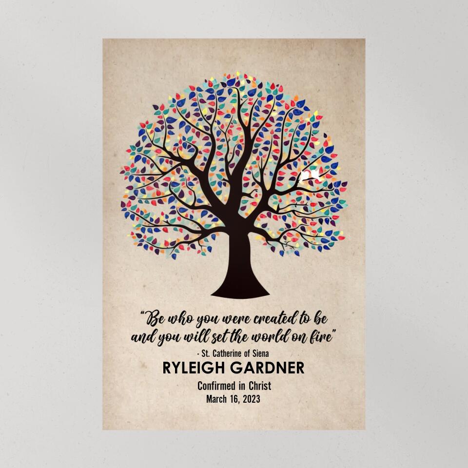 Be Who You Were Created To Be Vintage Tree - Custom Canvas Poster - Confirmation Gift