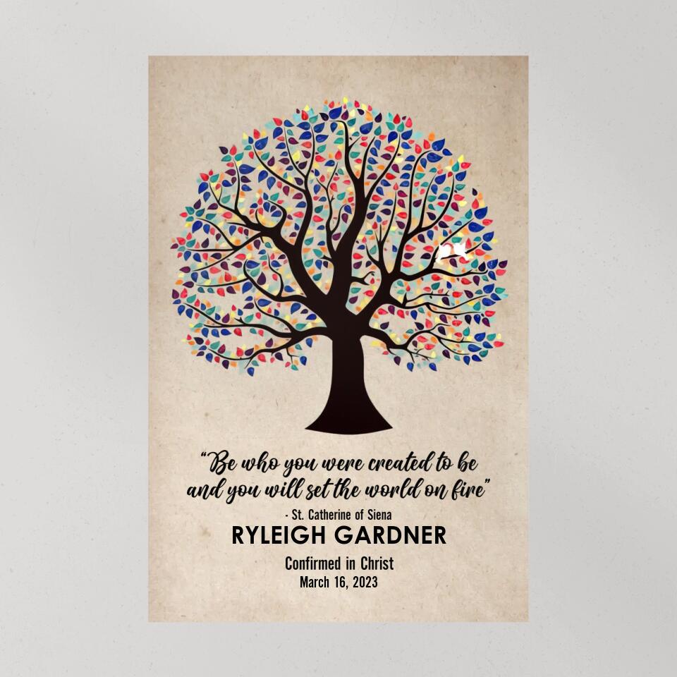 Be Who You Were Created To Be Vintage Tree - Custom Canvas Poster - Confirmation Gift