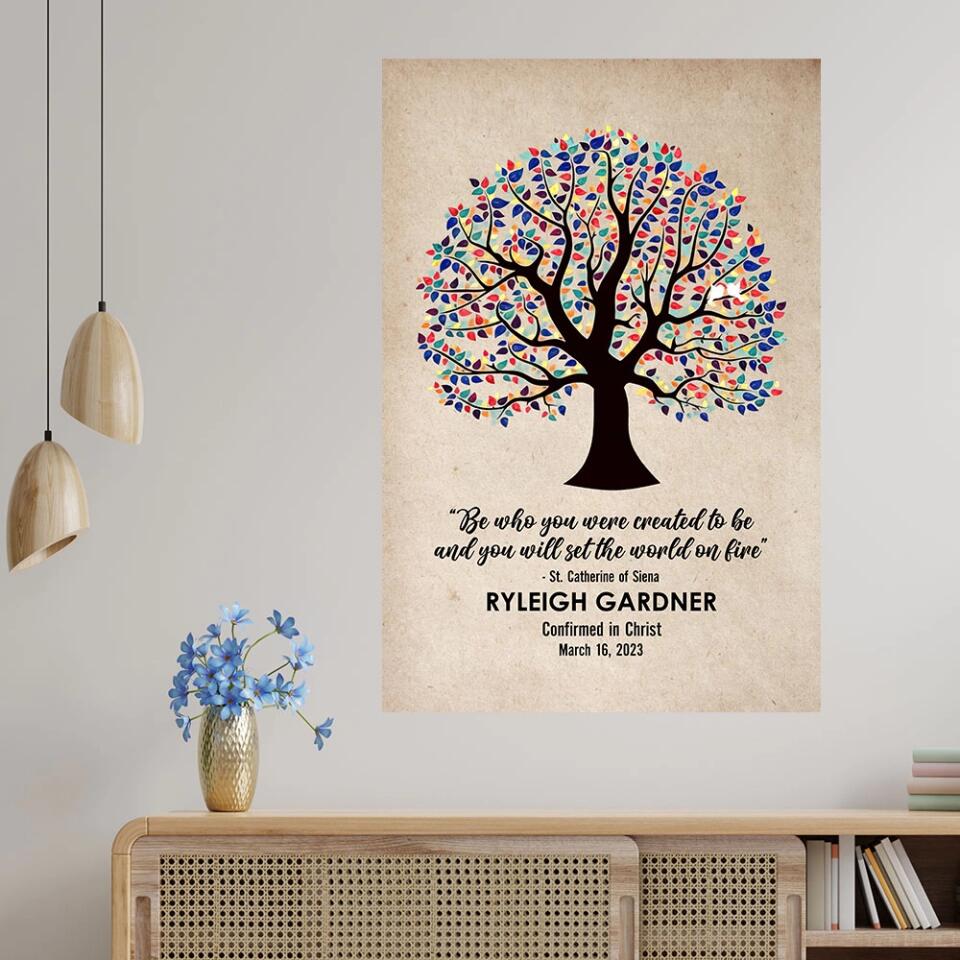 Be Who You Were Created To Be Vintage Tree - Custom Canvas Poster - Confirmation Gift
